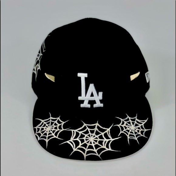 LA Dodgers Fitted Hat w/hand painted Spider Webs & added hardware rivets - Picture 14 of 15